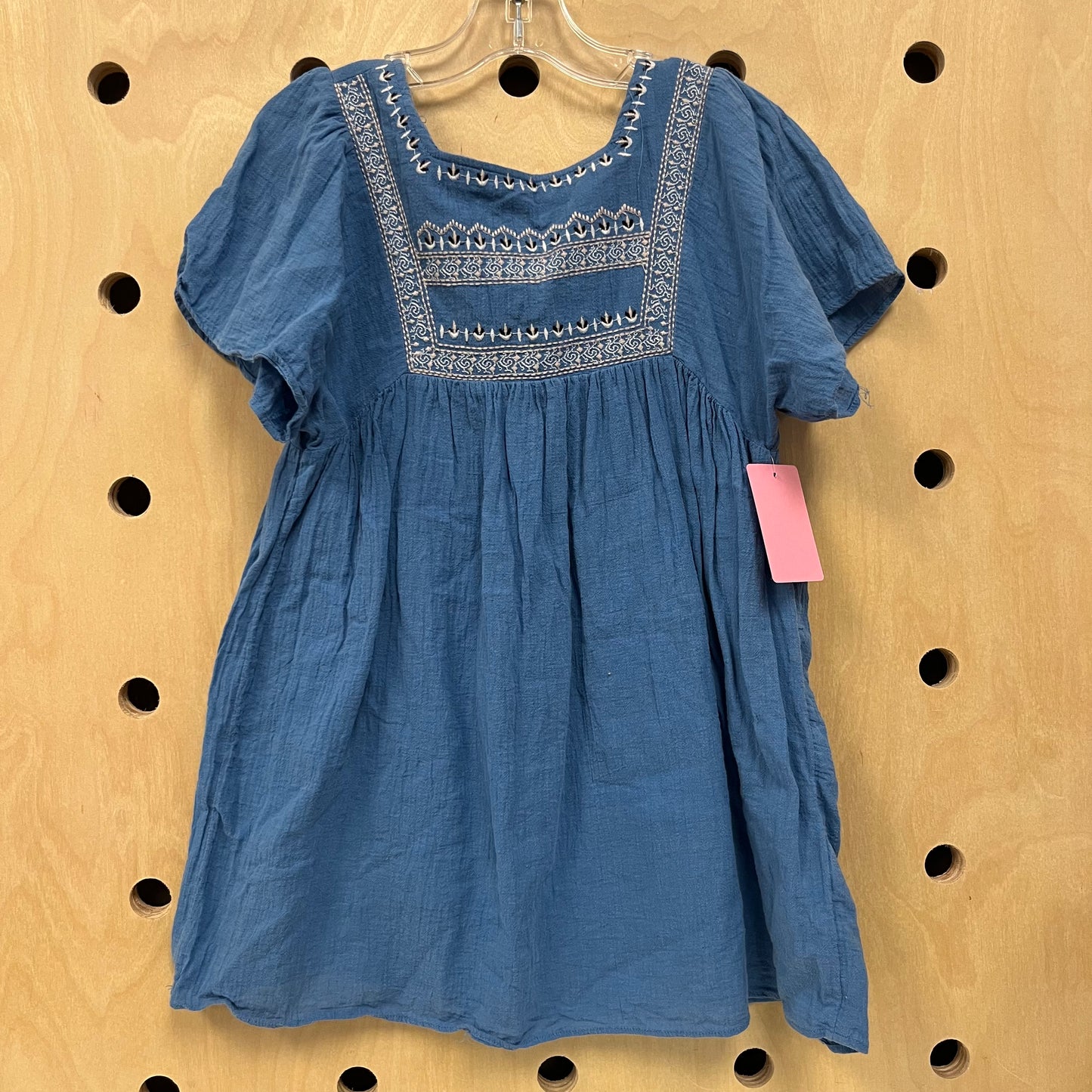 Blue Embroidered Flowy Dress