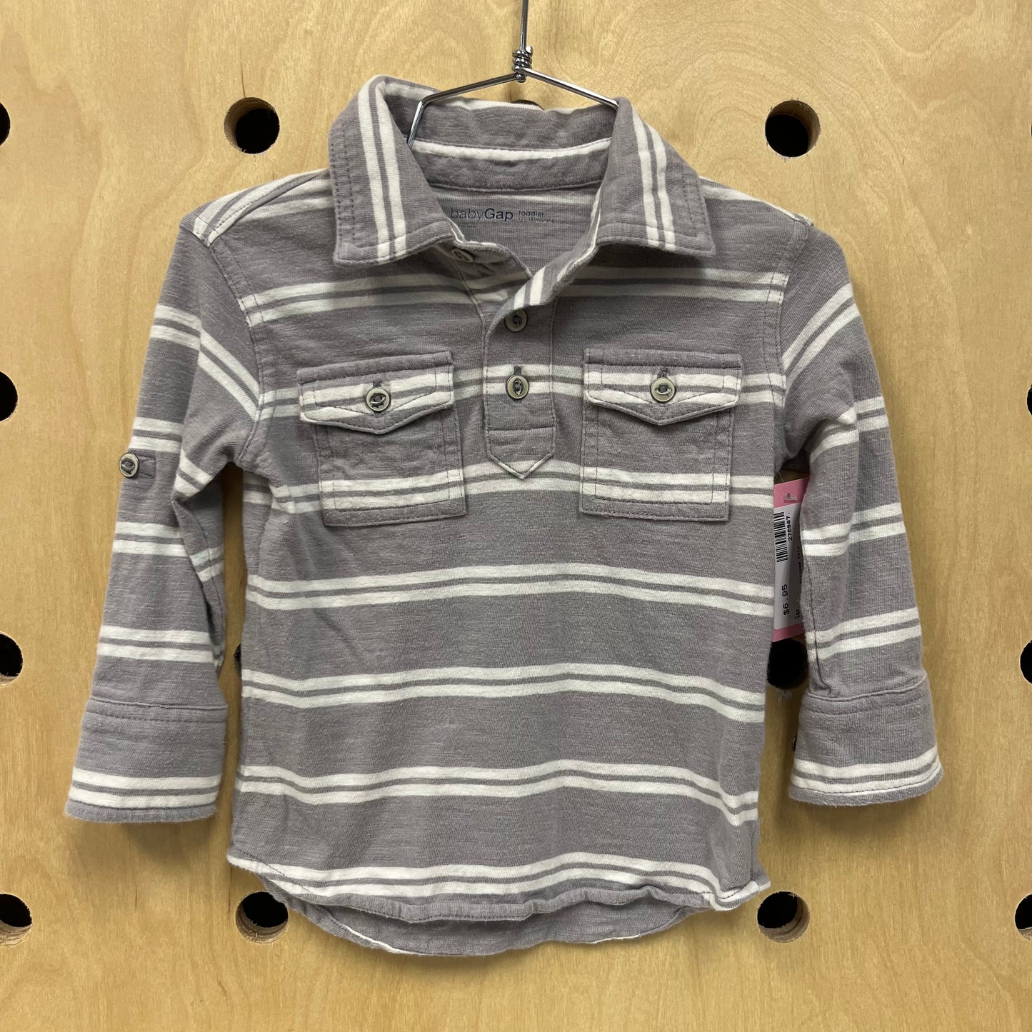 Grey+White Striped Polo