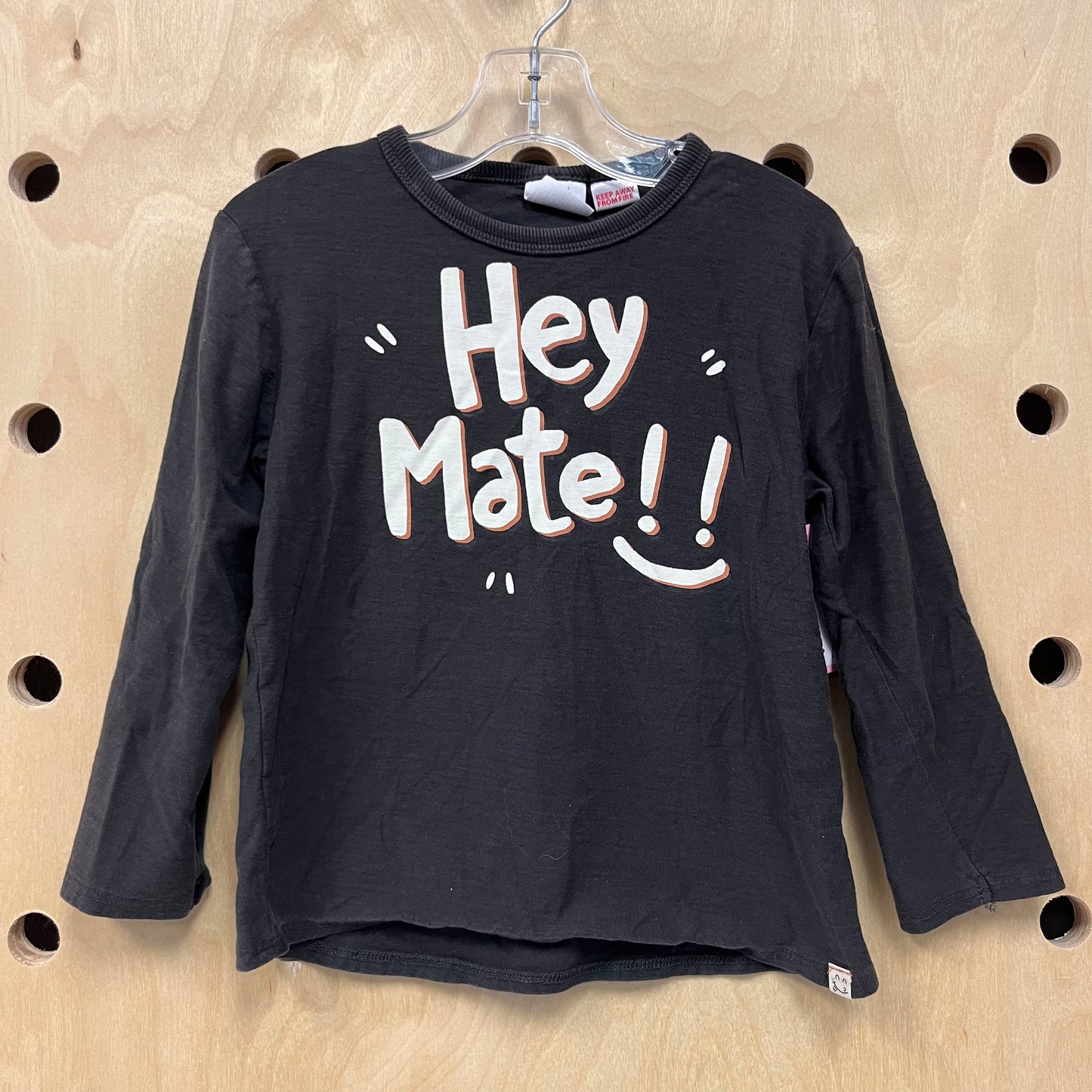 Grey 'Hey Mate' Long Sleeve Tee