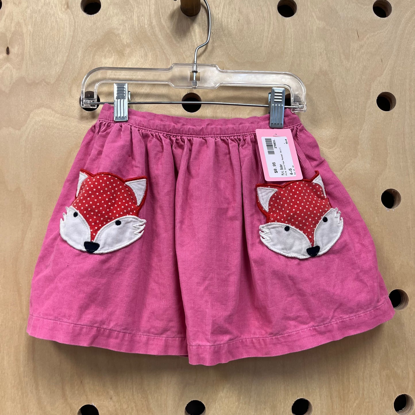 Pink Cord Fox Pocket Skirt