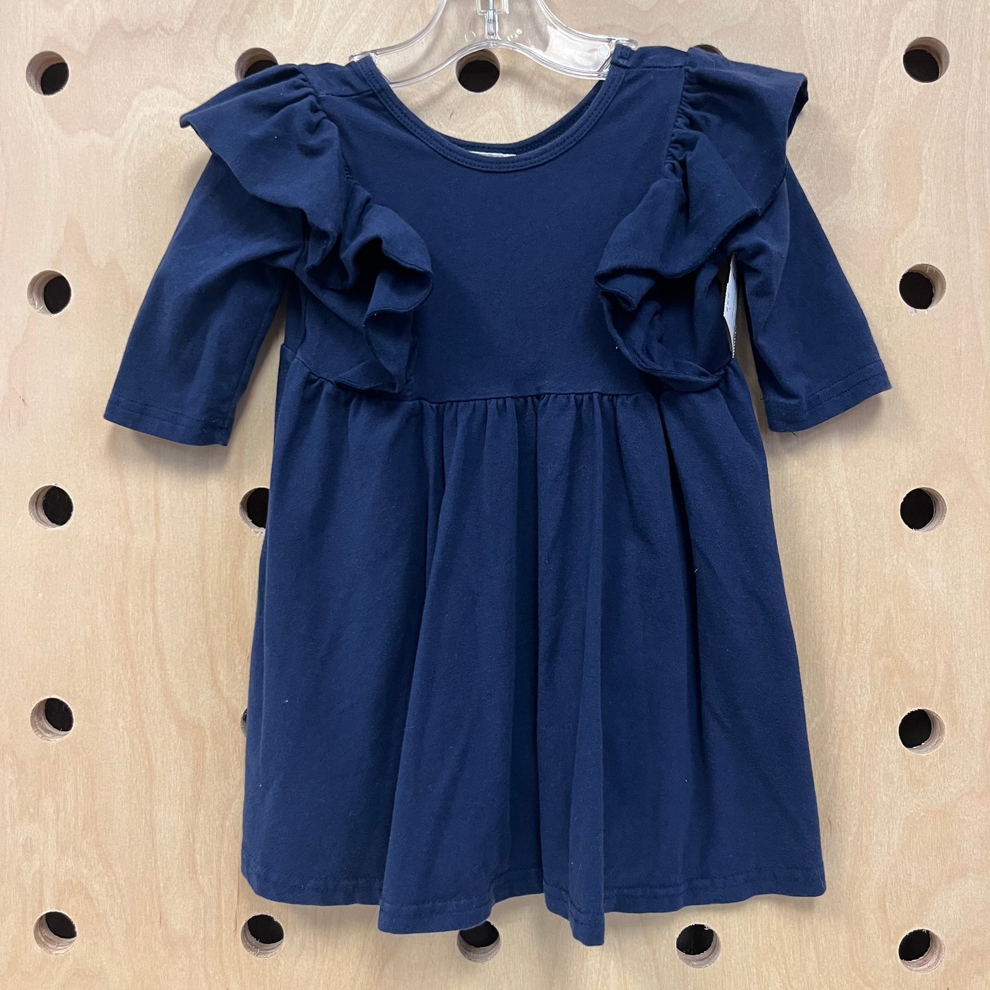 Navy Blue Ruffle Sleeve Dress