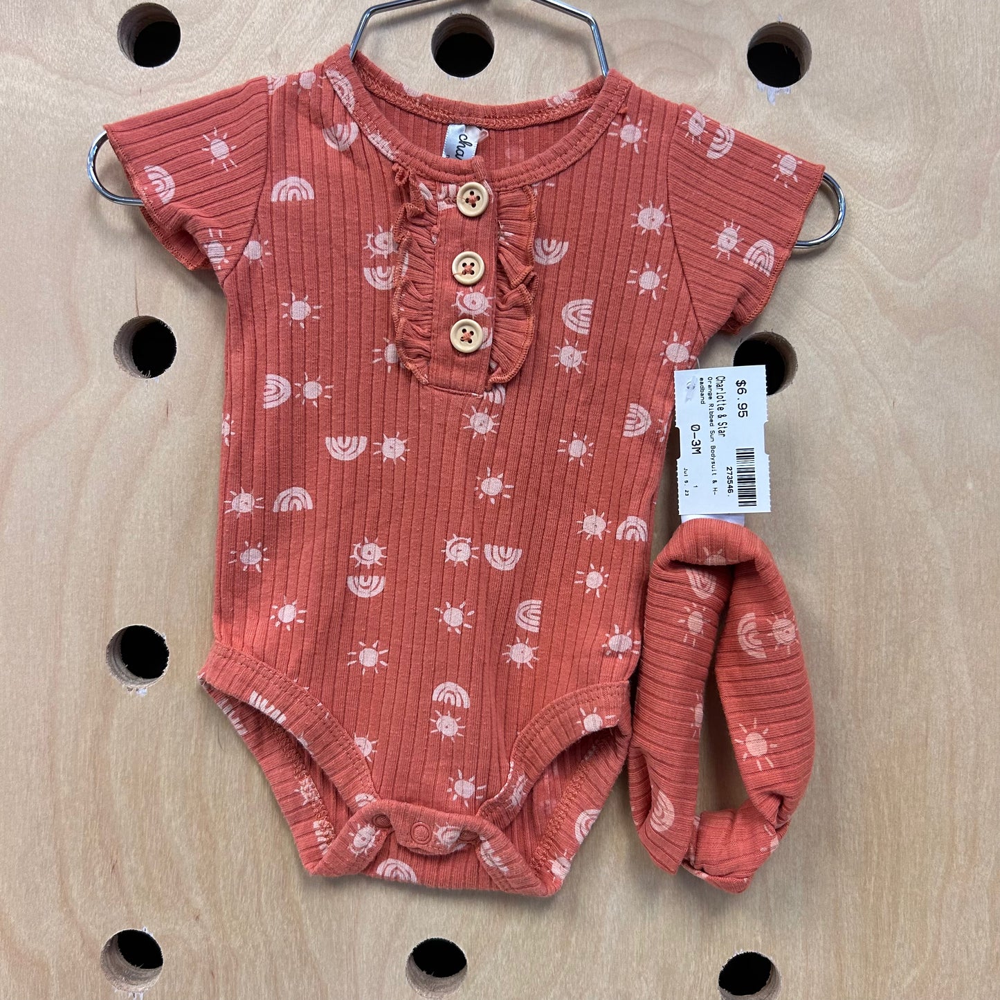 Orange Ribbed Sun Bodysuit & Headband