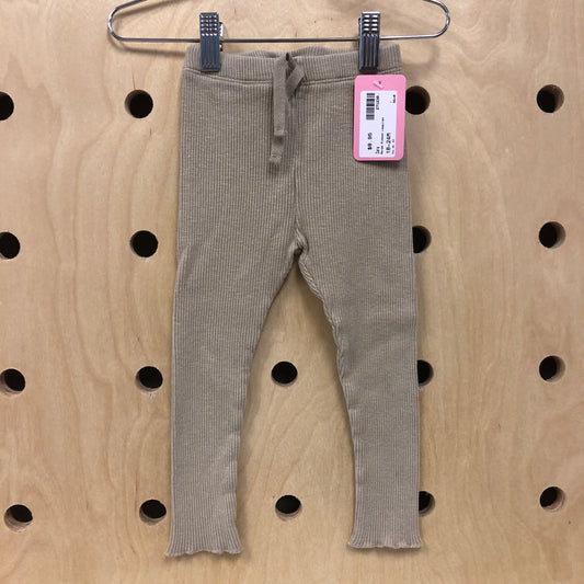 Beige Ribbed Leggings