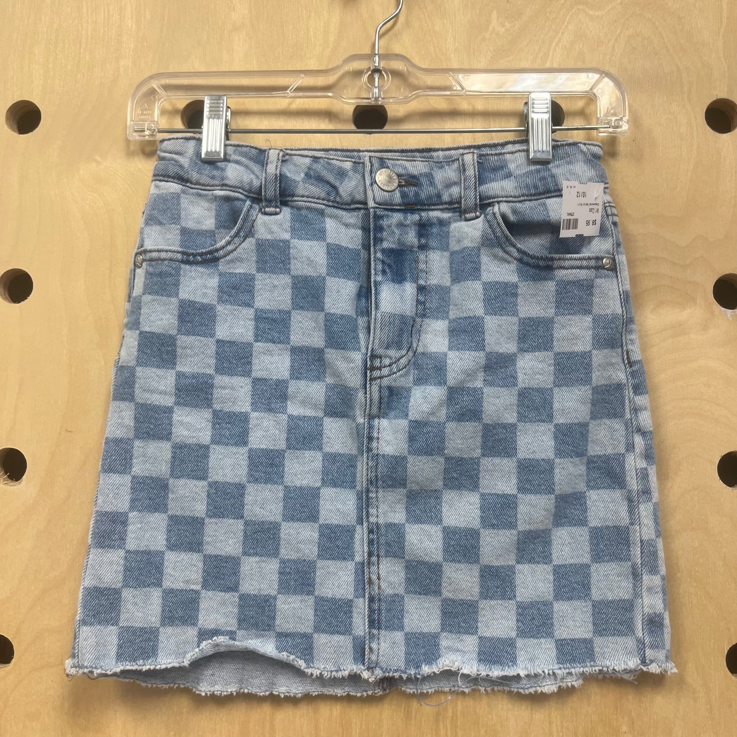 Checkered Denim Skirt