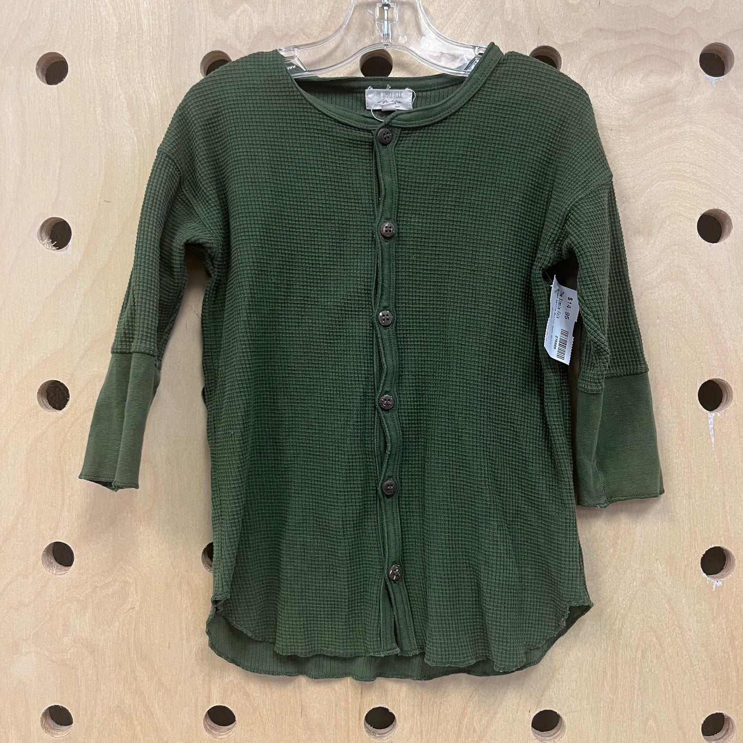 Green Waffle Button Down Shirt