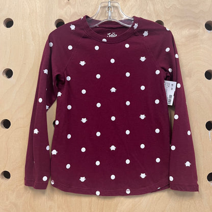 Maroon Cat Polka Dot Long Sleeve
