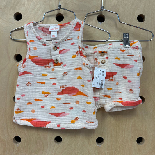 Cream Sunset Palm Gauze Outfit