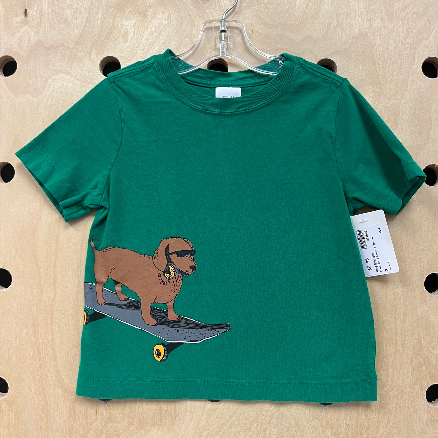 Green Skate Boarding Dog Tee