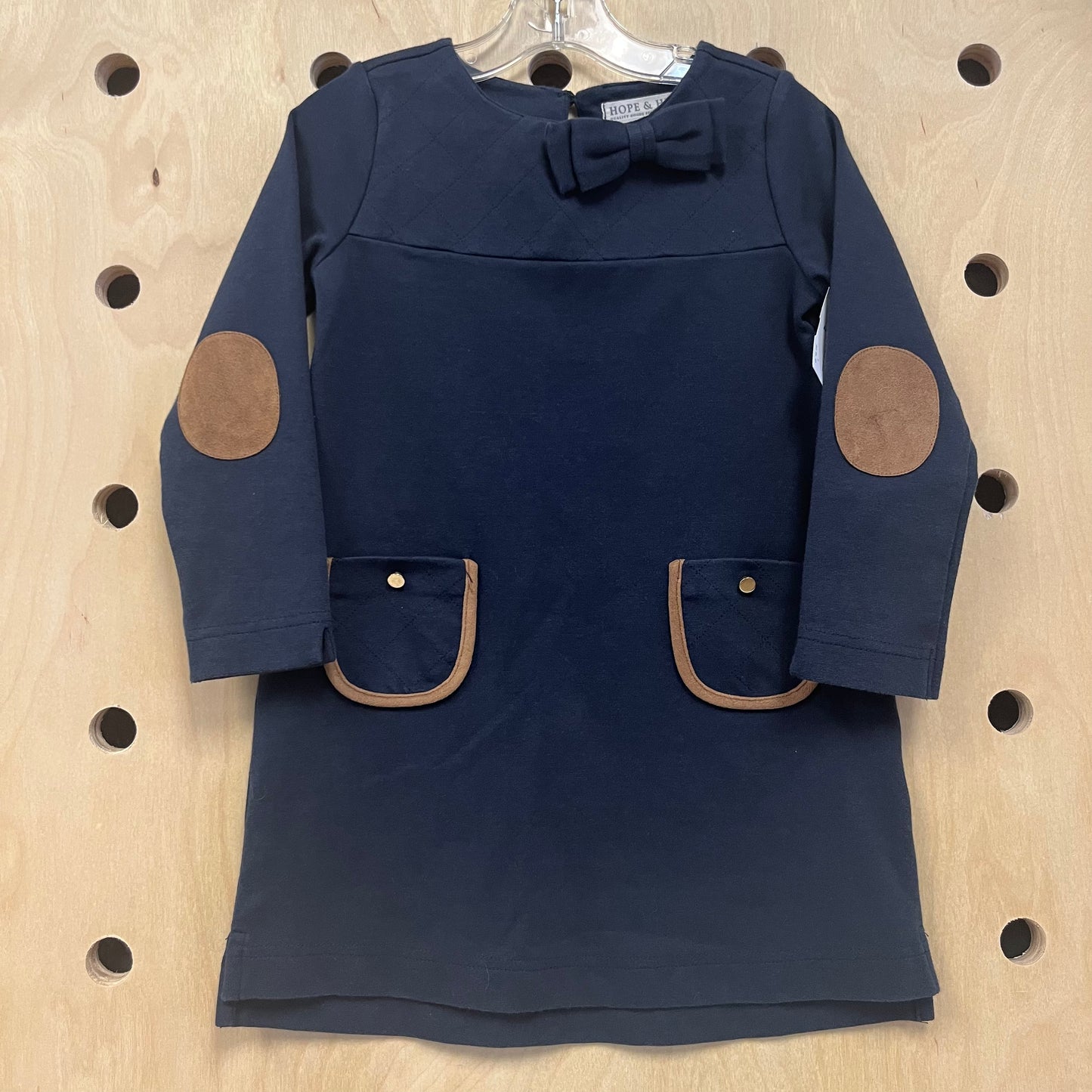 Blue & Brown Elbow Patch Dress