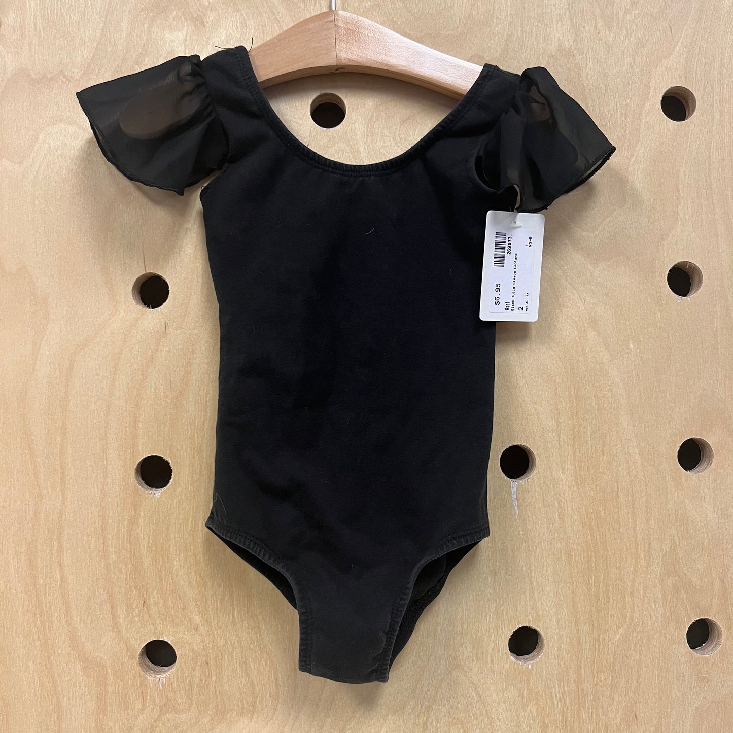 Black Tulle Sleeve Leotard