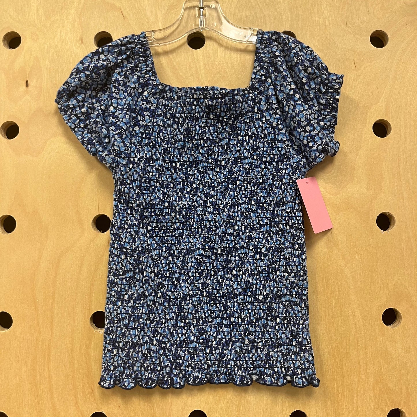 Blue Floral Smocked Top