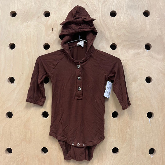 Brown Bamboo Bear Hood Bodysuit