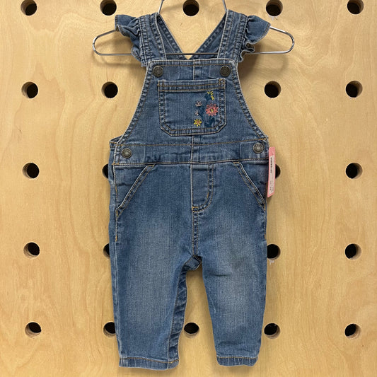 Denim Floral Overalls