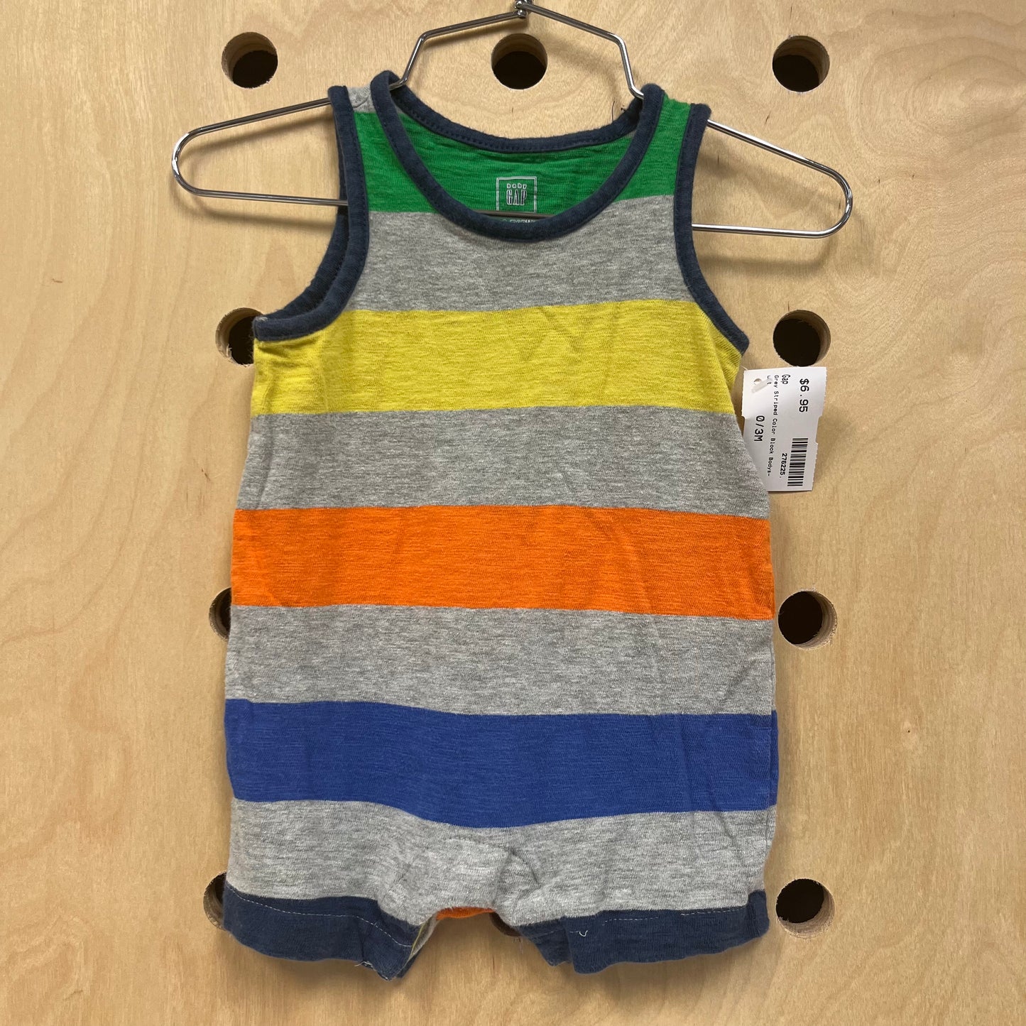 Grey Striped Color Block Bodysuit