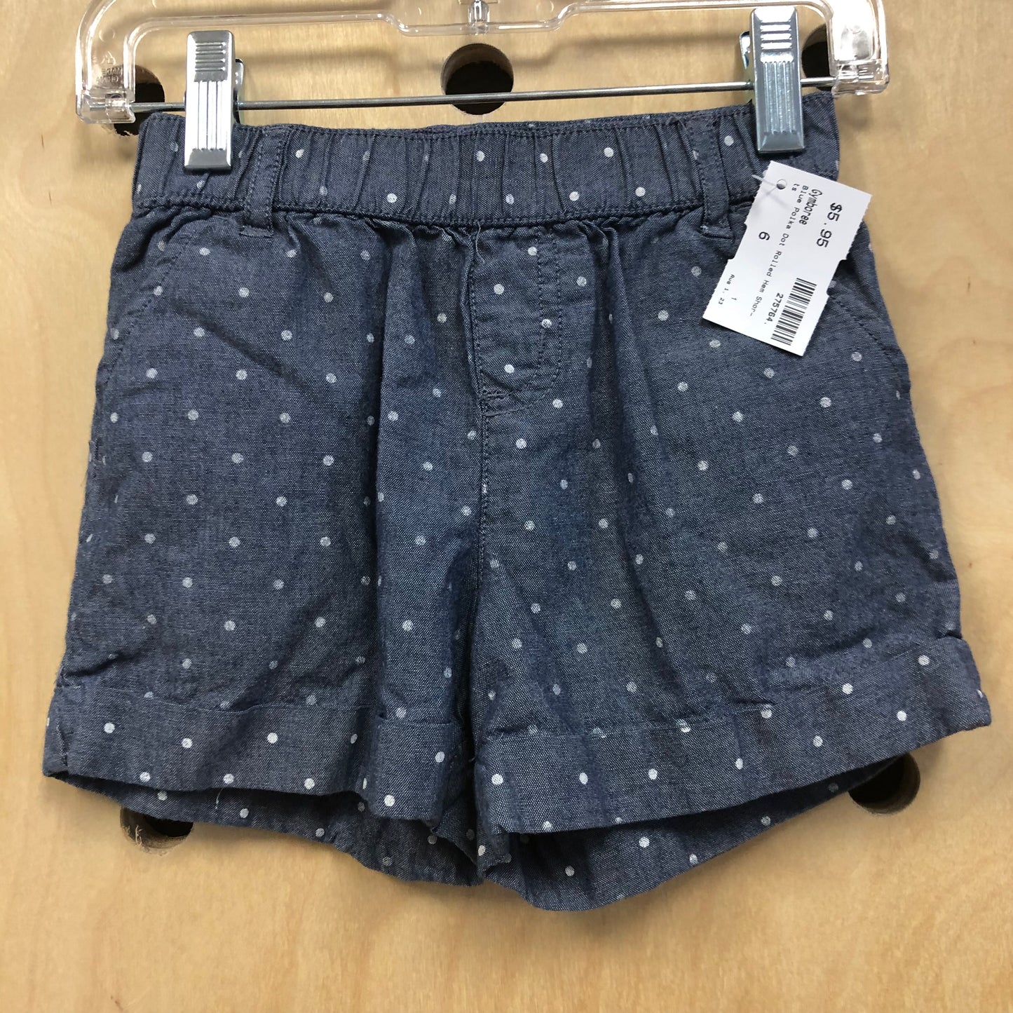 Blue Polka Dot Rolled Hem Shorts
