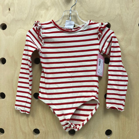 Red & Cream Ribbed Bodysuit