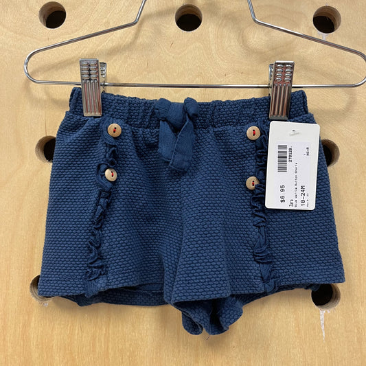 Blue Waffle Button Shorts