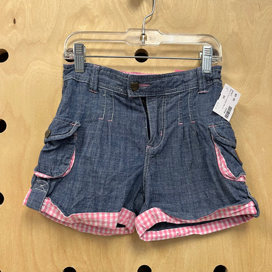 Denim & Pink Gingham Shorts