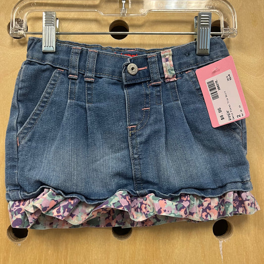 Denim Floral Trim Skirt