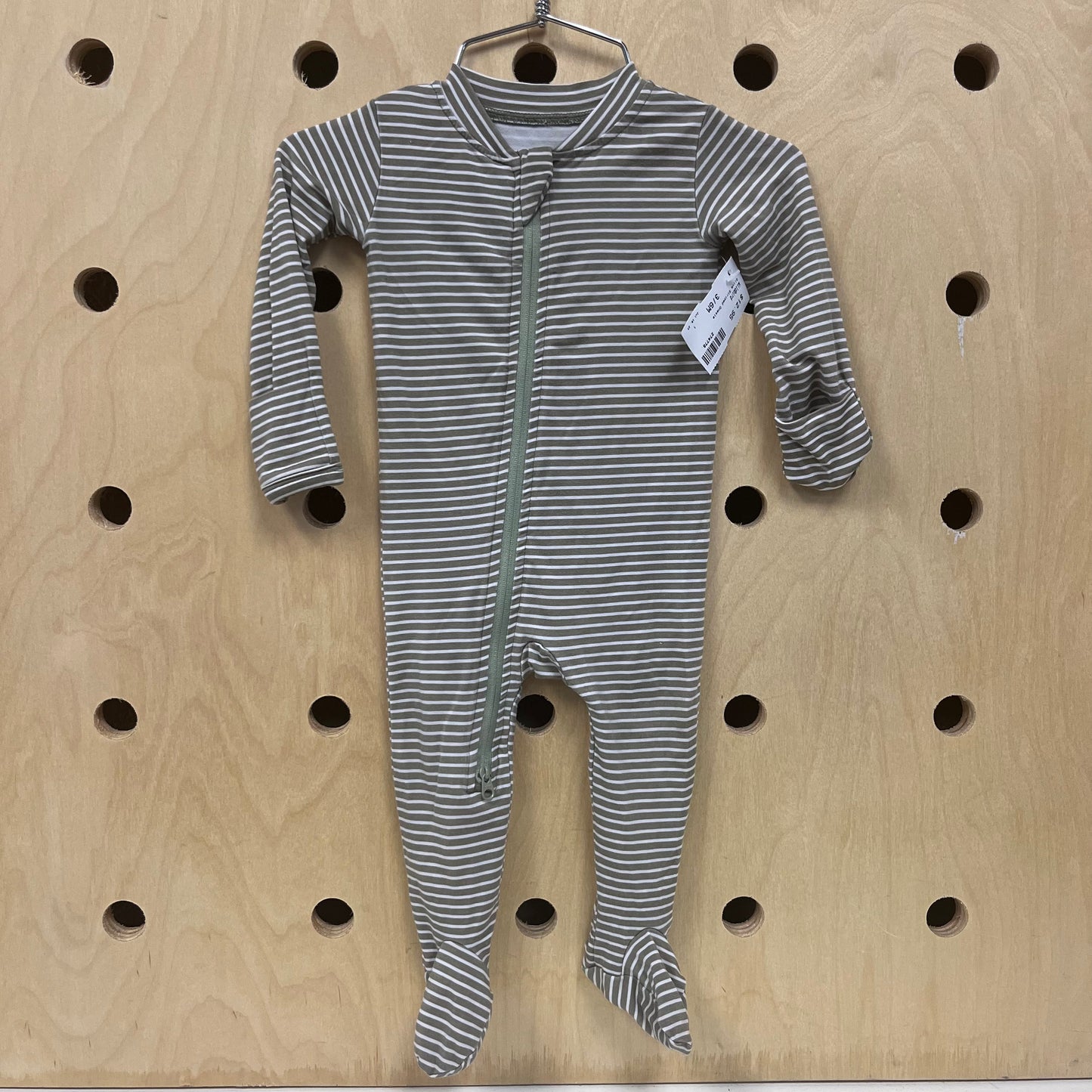 Olive Striped Footies