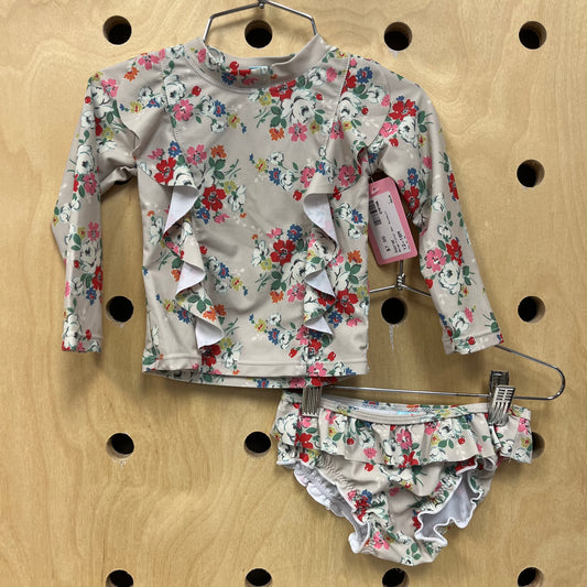 Beige Floral 2pc. Swimsuit