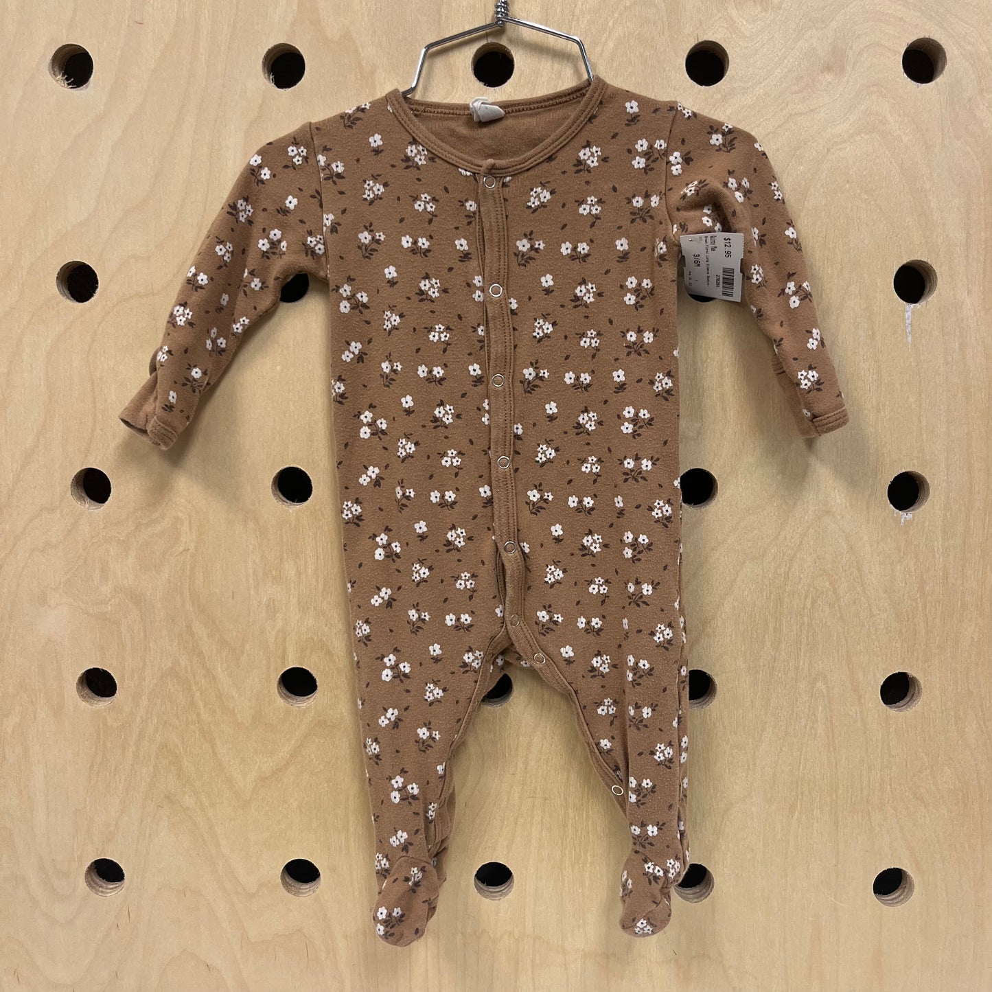 Brown Floral Long Sleeve Bodysuit