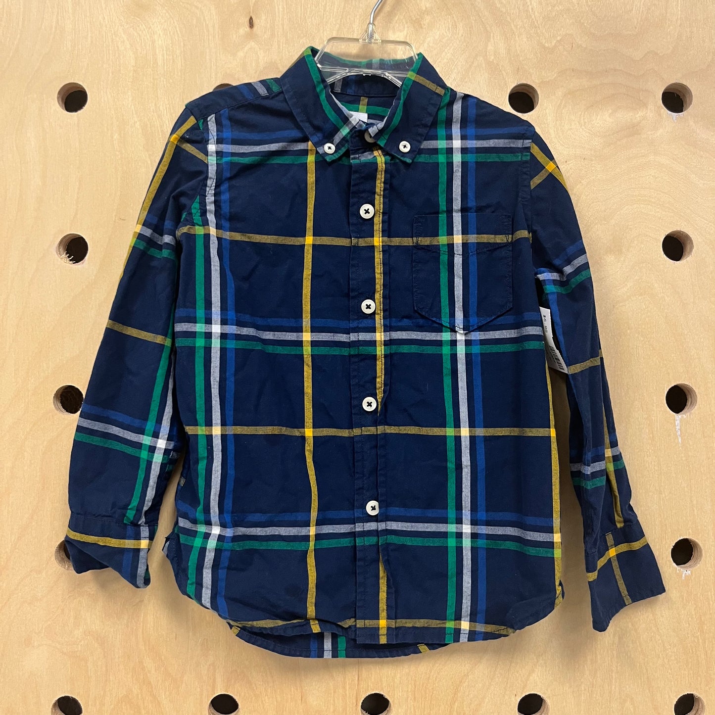 Blue Yellow & Green Flannel Button Up