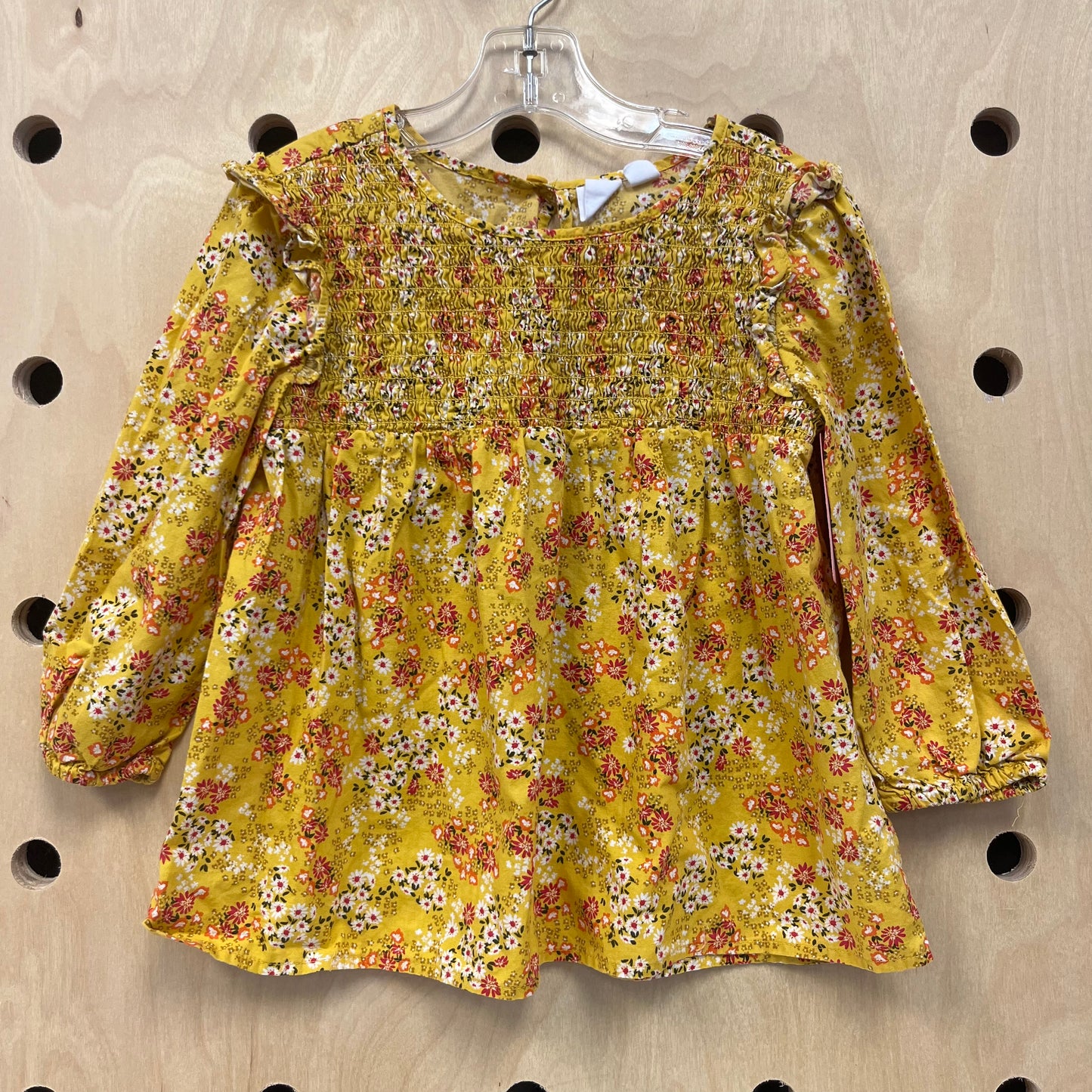 Yellow Floral Smoked LS Top