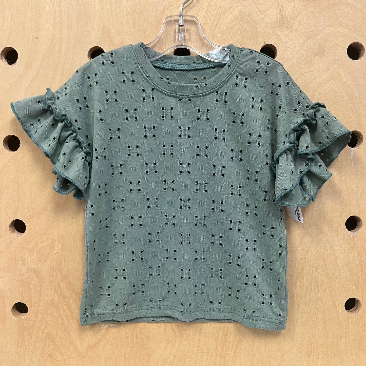 Green Eyelet Ruffle Tee