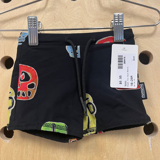 Black Tiki Swim Shorts