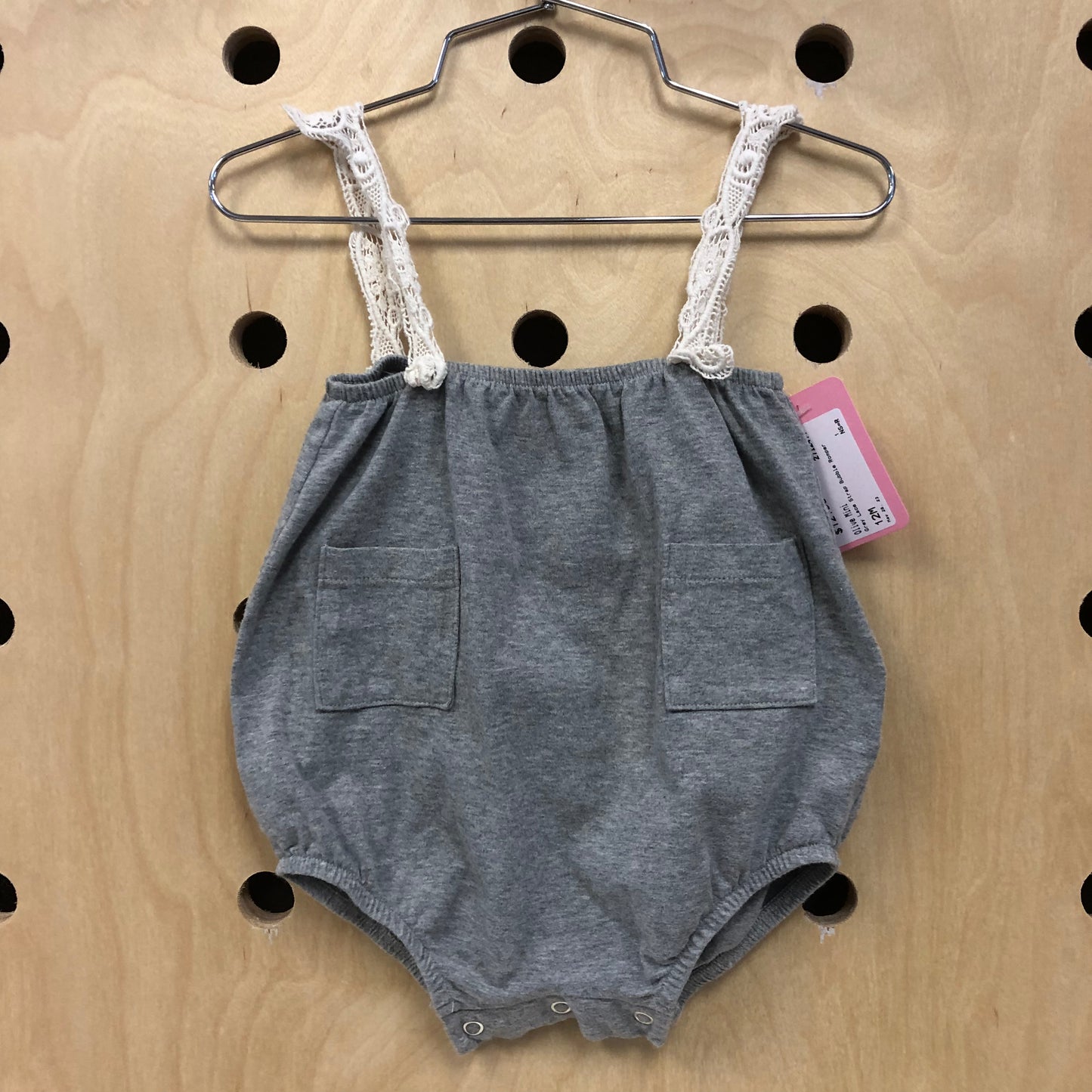 Grey Lace Strap Bubble Romper