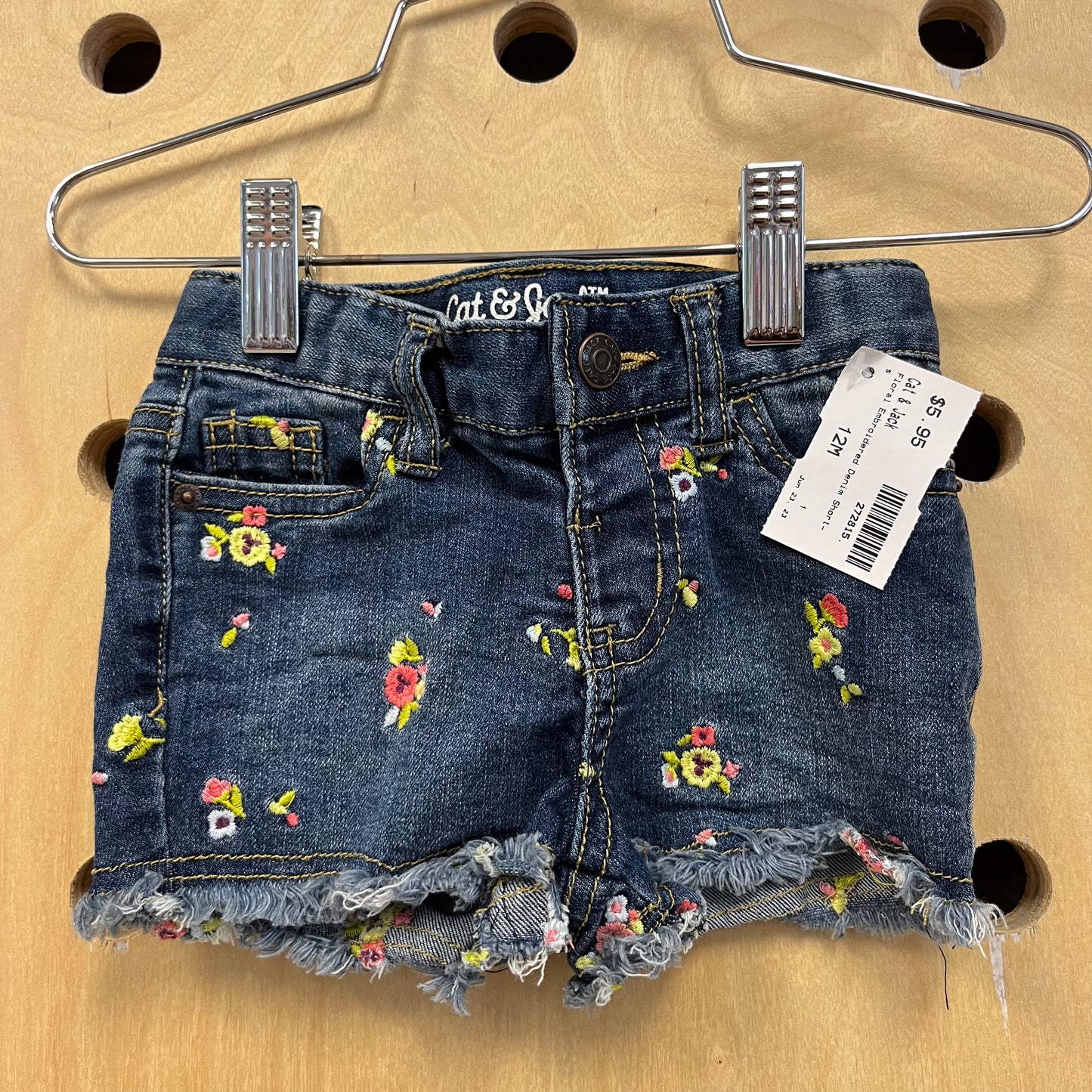 Floral Embroidered Denim Shorts