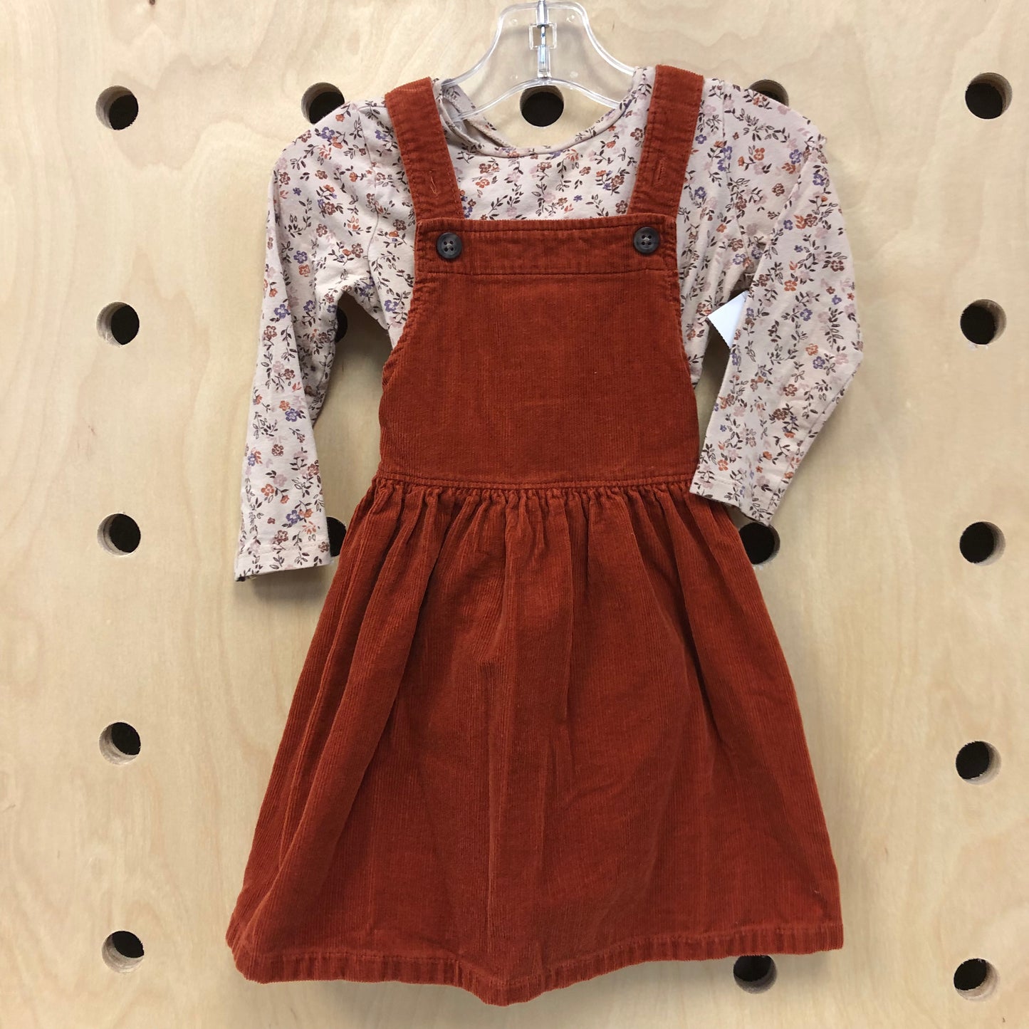 Orange Cord Jumper w/ Floral Shirt