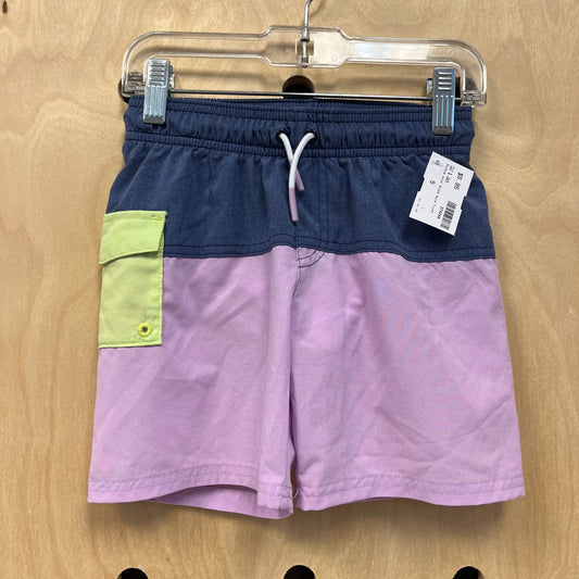 Purple Color Block Swim Trunk