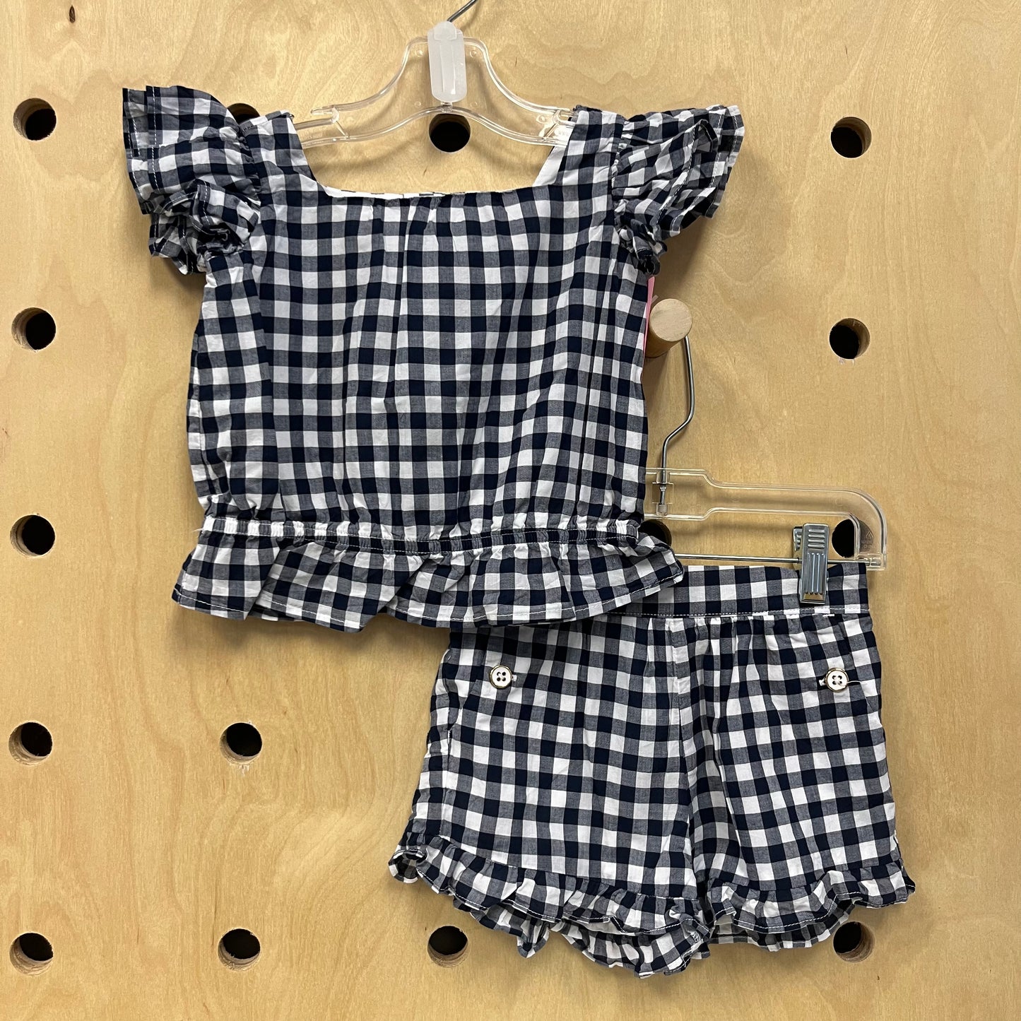 Blue Gingham Top & Shorts Outfit