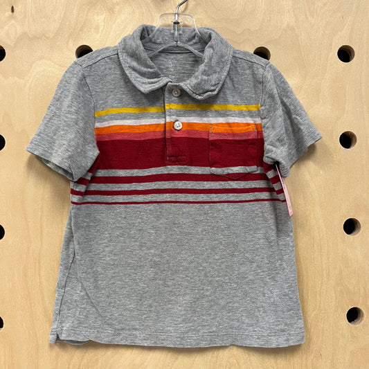Grey+Red Striped Polo