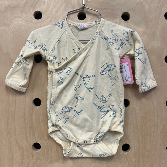 Cream Origami Dino Kimono Bodysuit