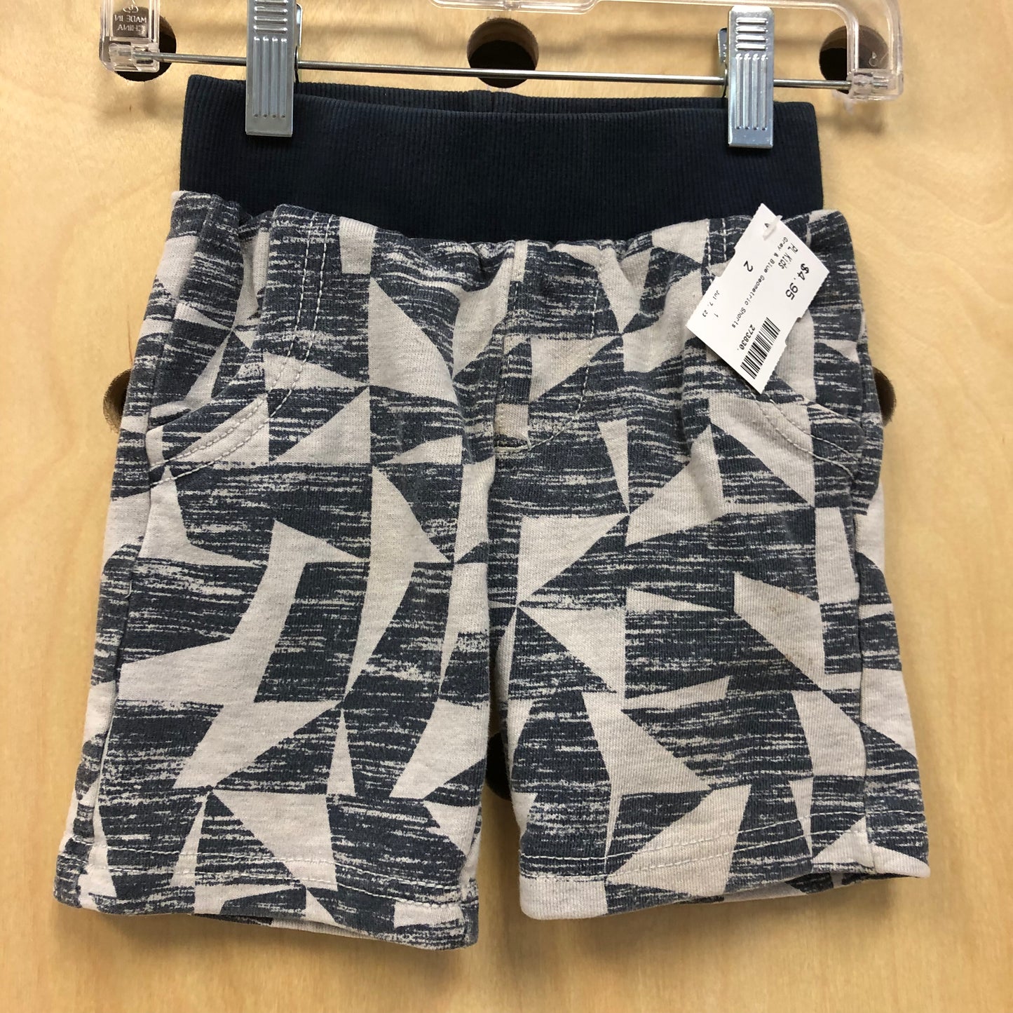 Grey & Blue Geometric Shorts