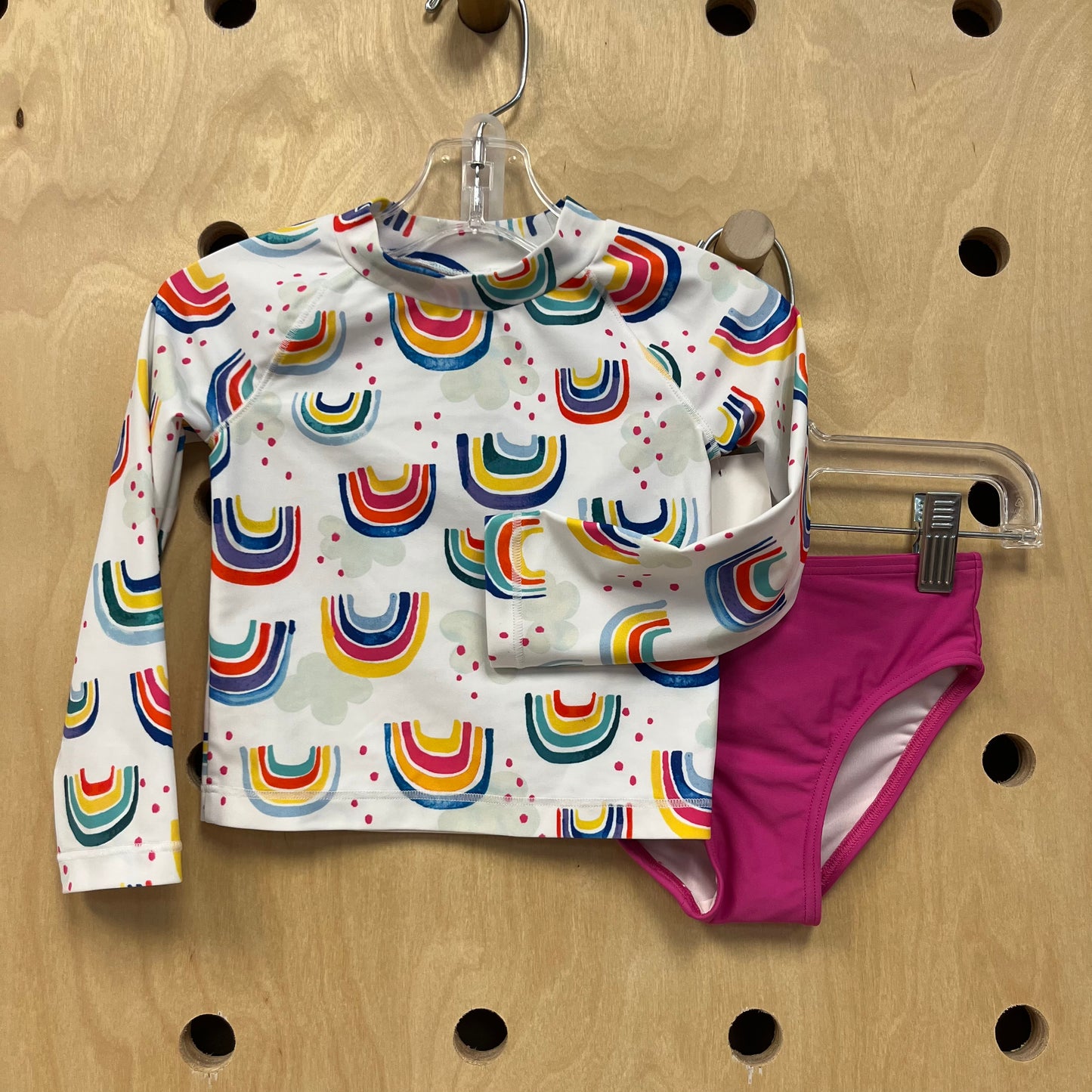 White & Pink Rainbow 2pc. Swimsuit