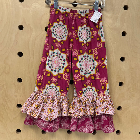 Berry Floral Ruffle Pants