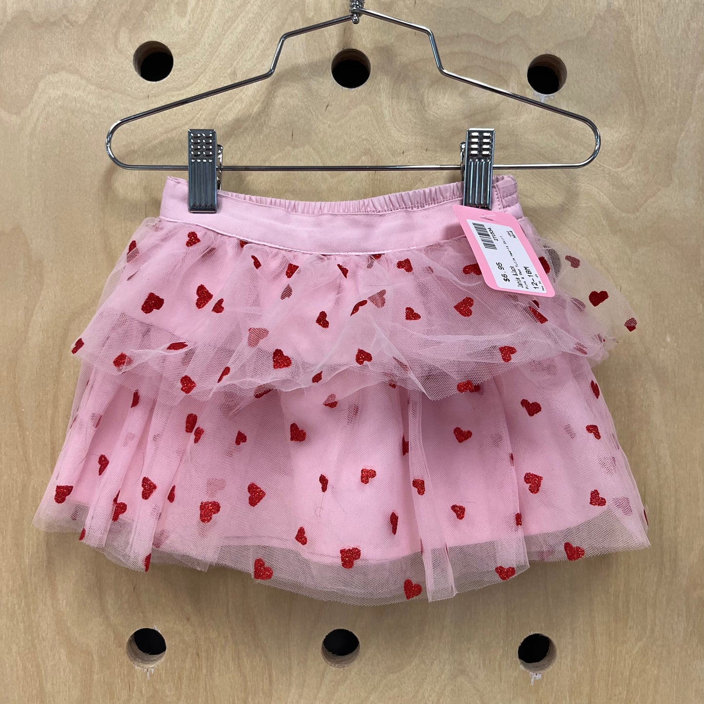 Pink & Red Tulle Hearts Skirt