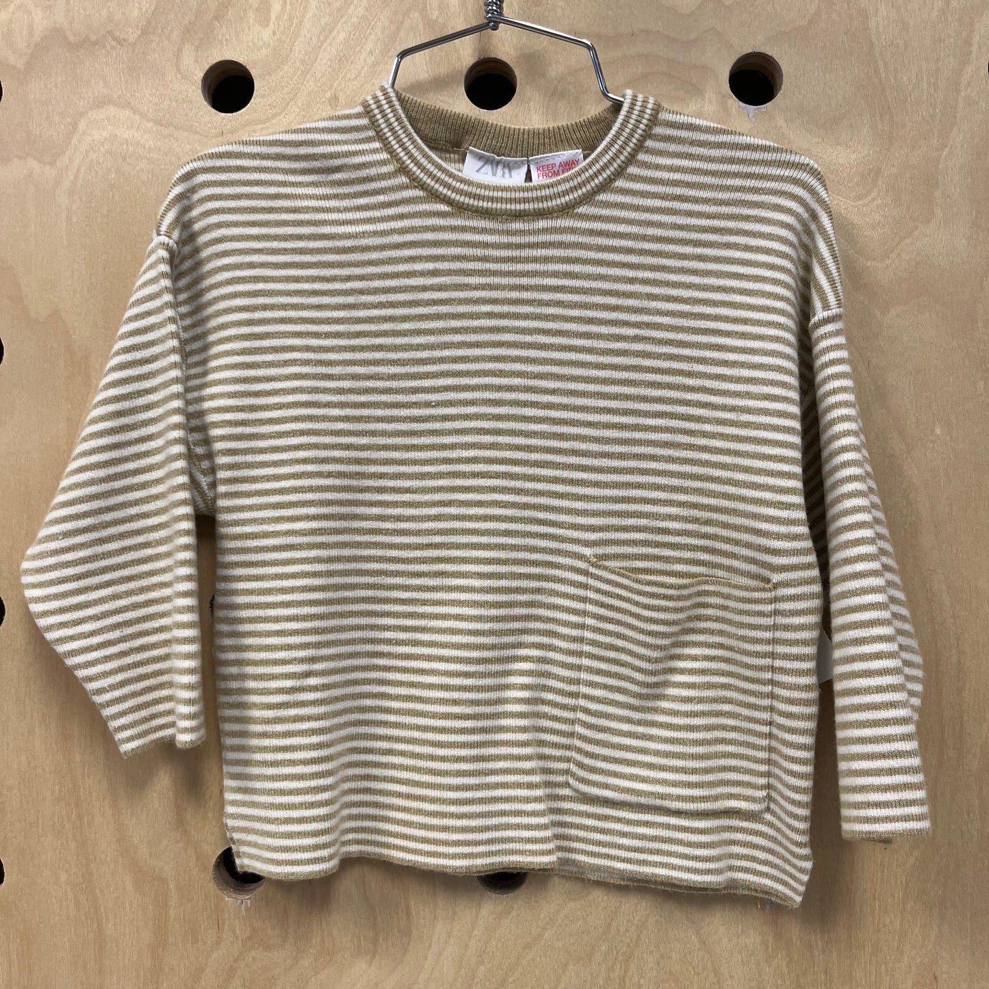 Yellow Striped Pocket Sweater