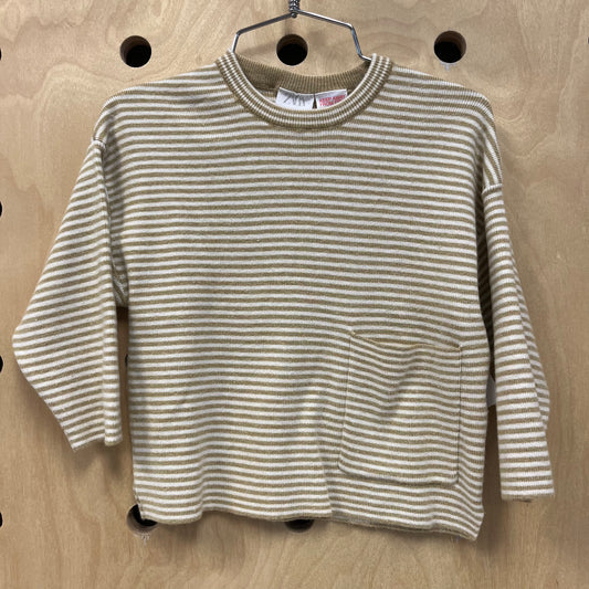 Yellow Striped Pocket Sweater