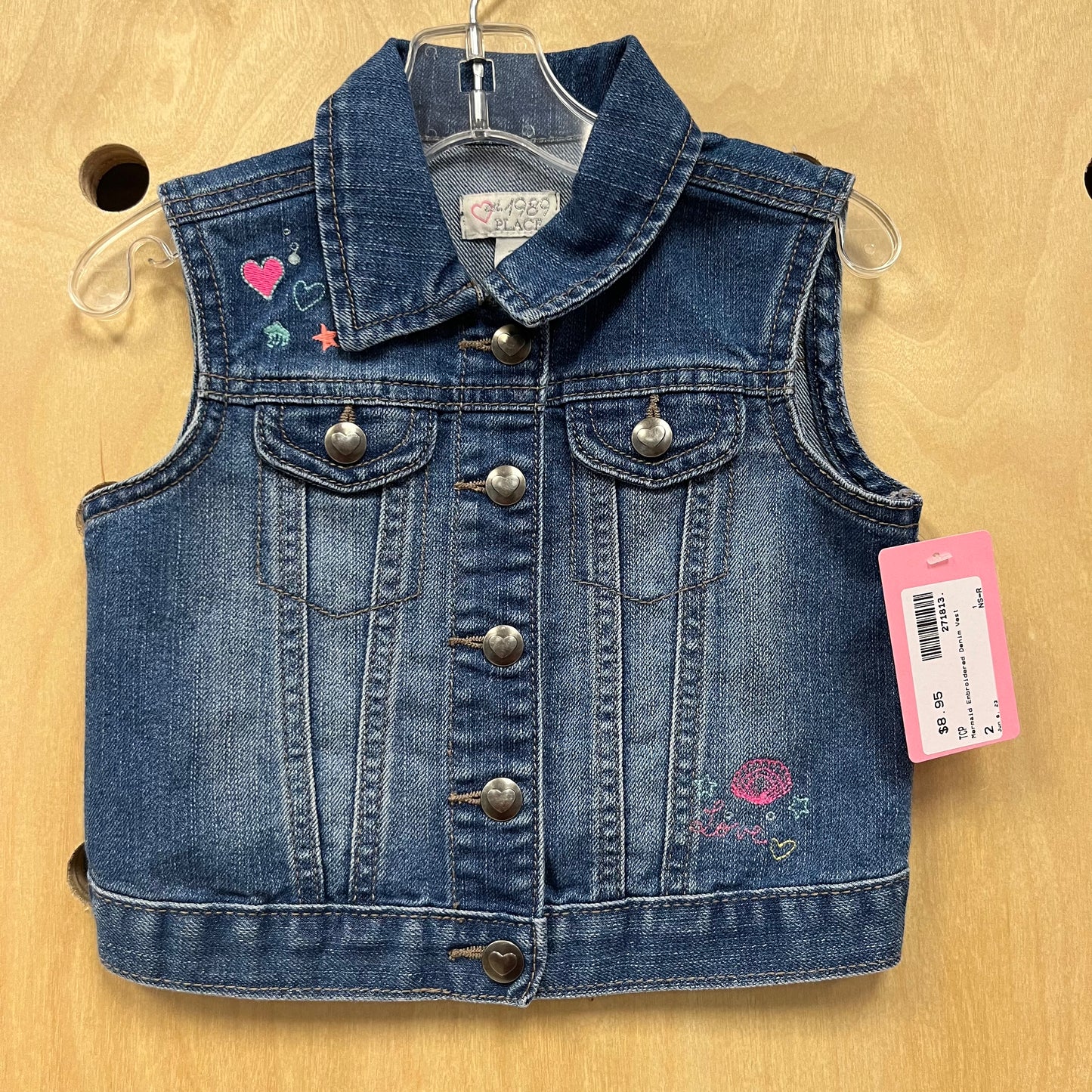 Mermaid Embroidered Denim Vest