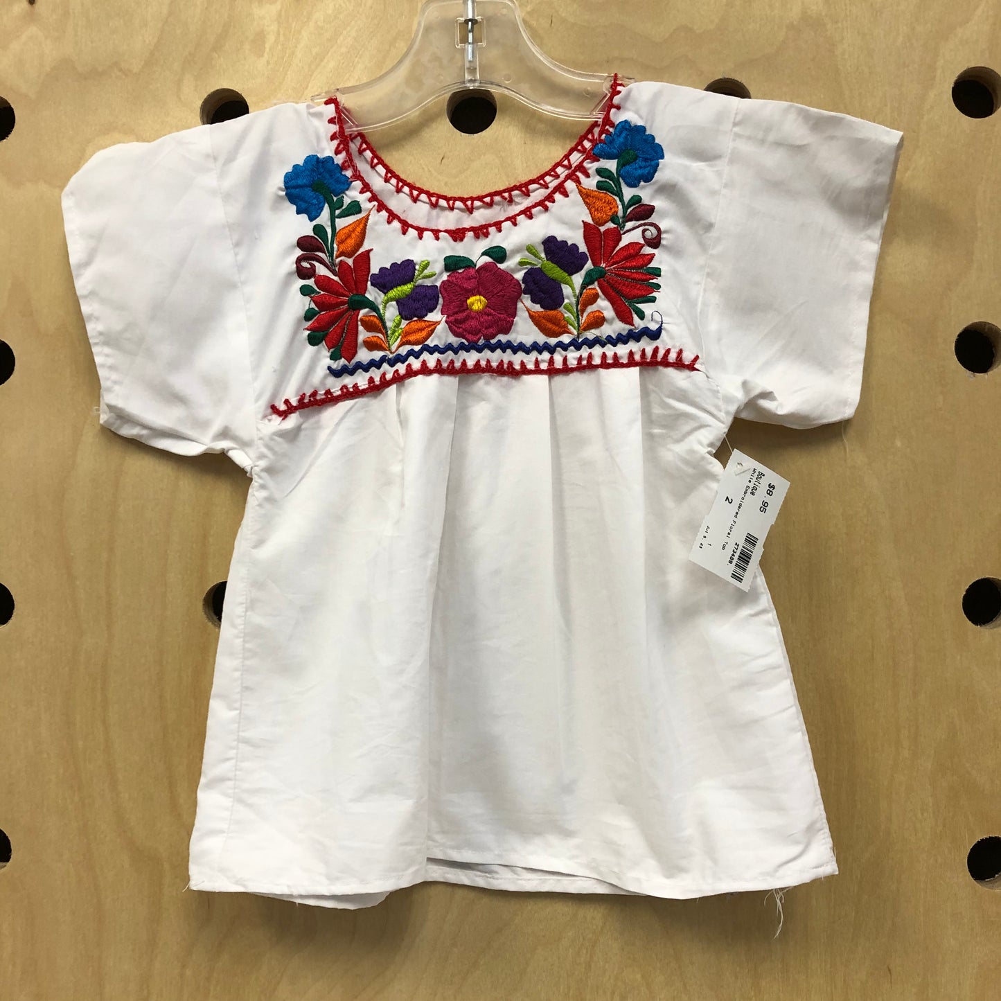 White Embroidered Floral Top