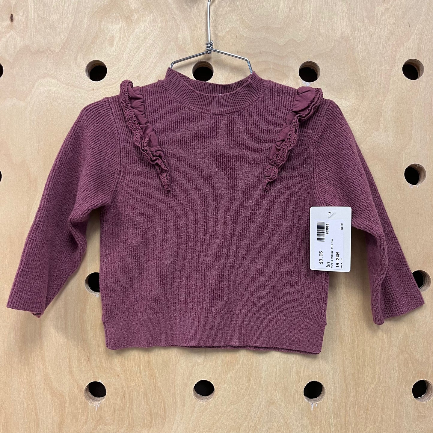 Purple Ribbed Knit Top