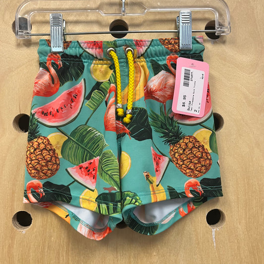 Teal Pineapple Swim Trunks
