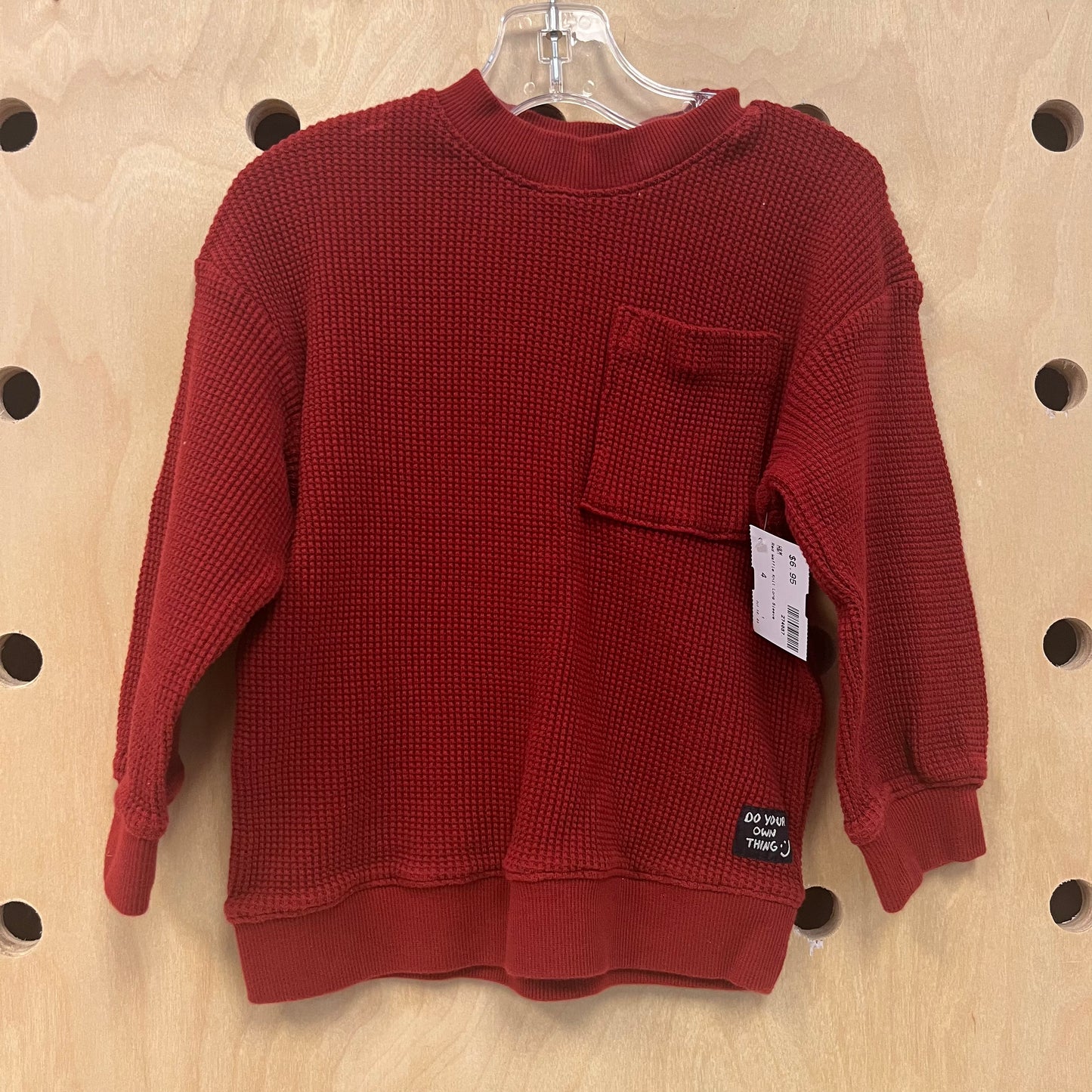 Red Waffle Knit Long Sleeve
