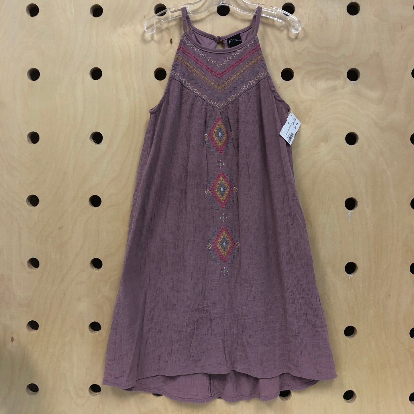 Purple Embroidered Tank Dress