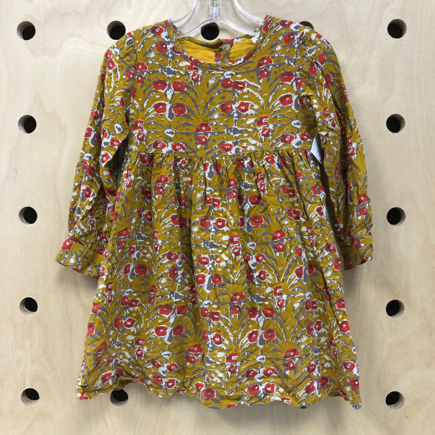 Yellow Floral Long Sleeve Dress